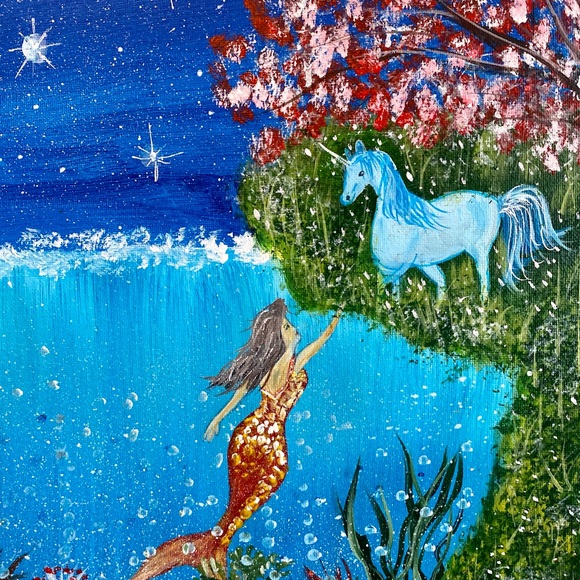 Unicorn and mermaid painting - Picture 4 of 4